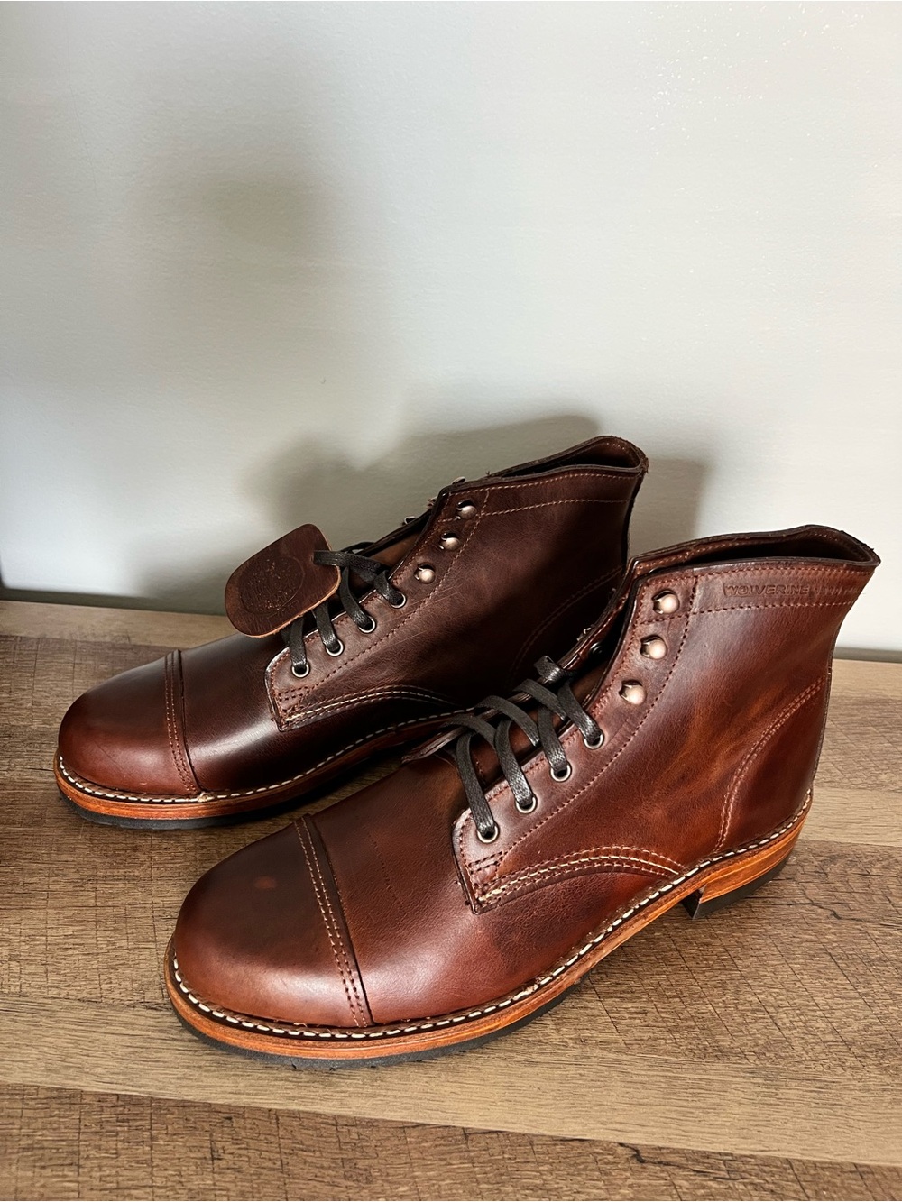 Wolverine Brown Leather Cap-Toe Lace-Up Boots